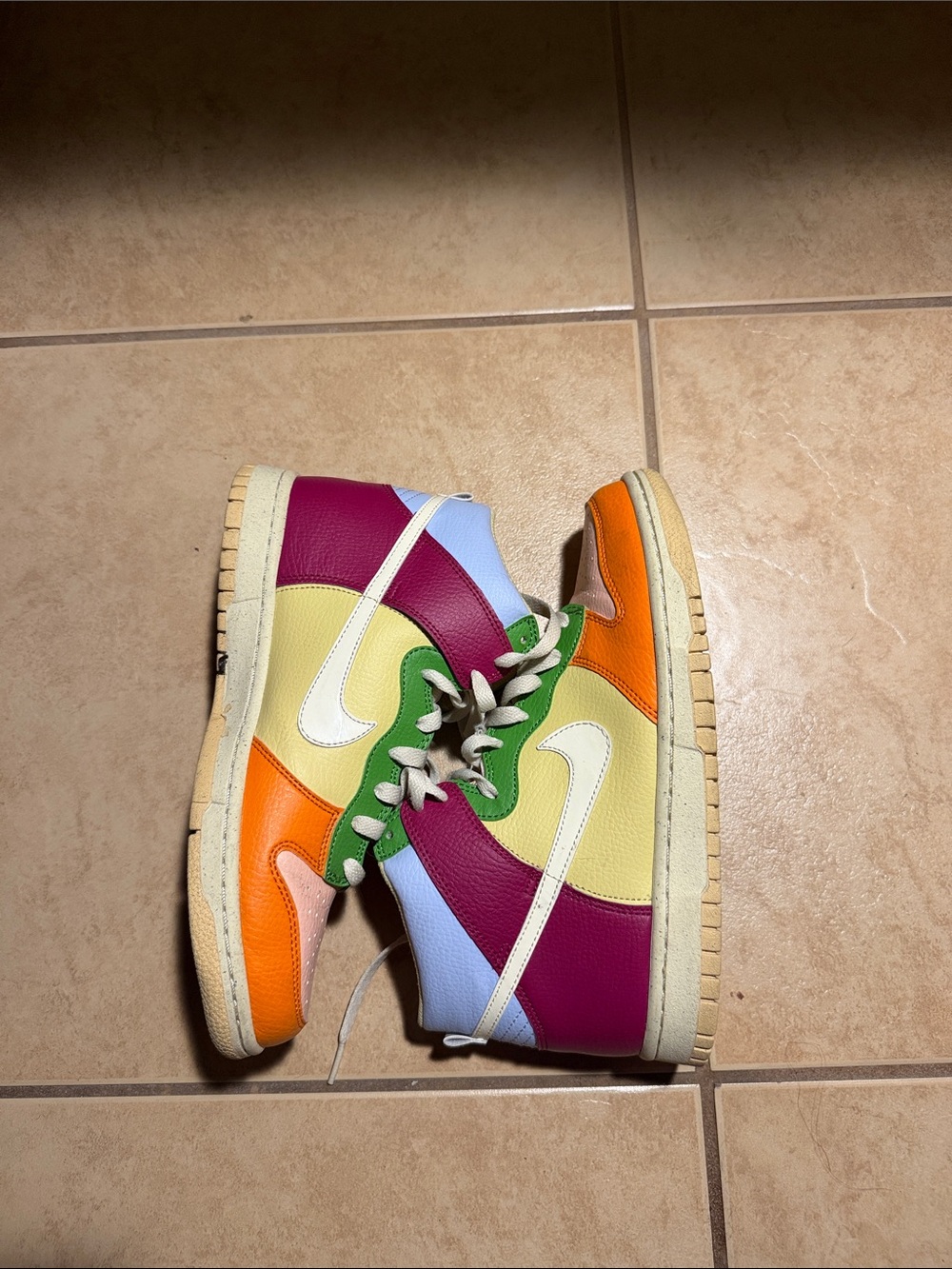 Kids Multi-Color High-Top Dunks Sneakers with Swoosh